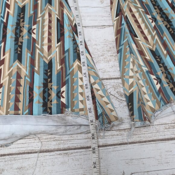 Rock & Roll Denim Ladies High Rise Blue/Brown Aztec Bell Bottom Jeans 28x34 - Picture 2 of 8